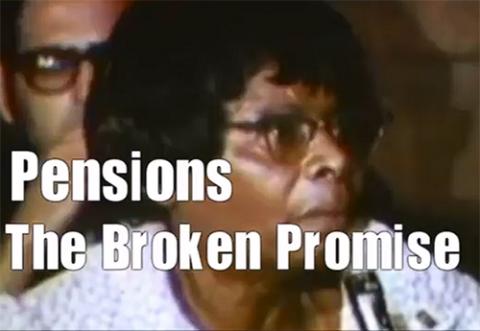 A still from the documentary Pensions: A Broken Promise