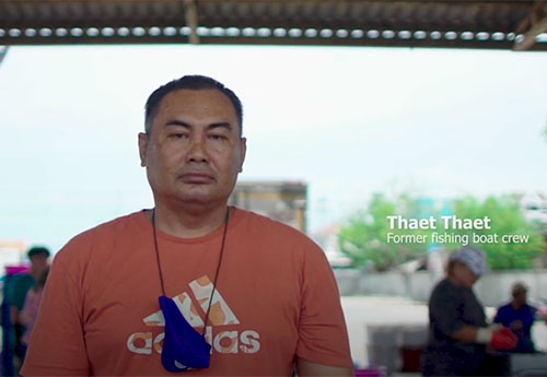 Workers unloading catch at Mahachai pier in Samut Sakhon, Thailand.