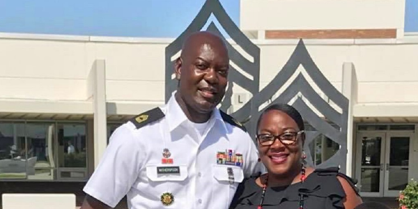 Sgt. Maj. Derrick Witherspoon and his wife Niesha at the United States Army Sergeants Major Academy. 