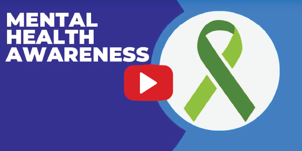 Green mental health ribbon. Text reads âMental Health Awareness.â