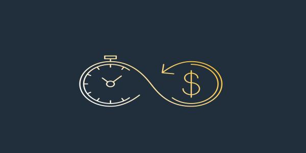 illustration of time is money on a blue background