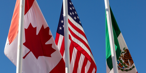 The flags of Canada, Mexico and the United States.