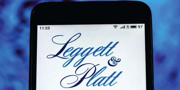 An image of the Leggett & Platt logo on a cellphone.