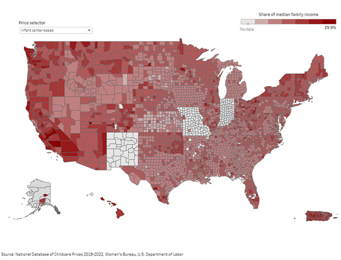 Childcare Prices Share Median Family Income by Age of Children Care Setting 2022