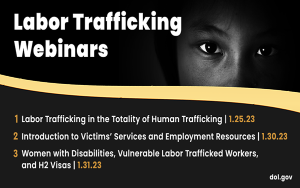 Human and Labor Trafficking National Awareness Month graphic