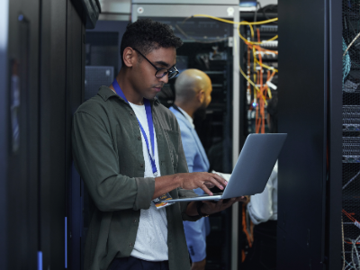 IT worker in a server room