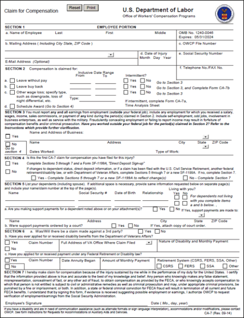 Form CA-7 – Page One