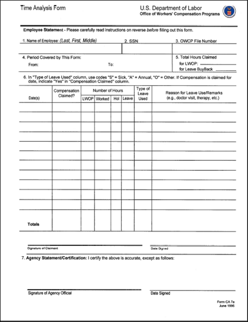 Form CA-7a 2