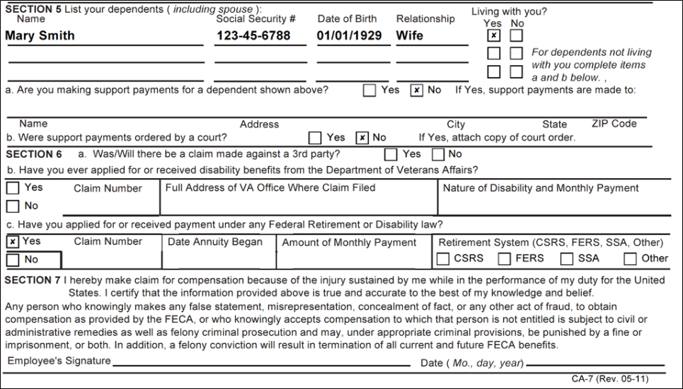 Form CA-7 TASK 3