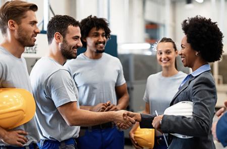 Group of people in a construction area.