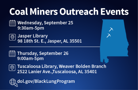 Coal Miners Outreach Events in Jasper and Tuscaloosa, Alabama